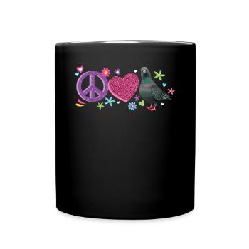 Frieden Liebe Tauben - Tasse einfarbig - Schwarz - Vorne