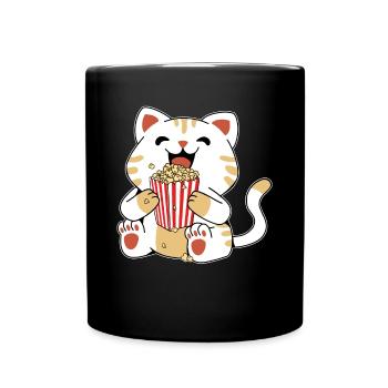 Cat Popcorn Kids Cute Funny Movie Night - Mug uni - noir - Devant