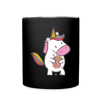 Popcorn Unicorn Funny Theater Cinema Snack Movie N - Tasse einfarbig - Schwarz - Vorne