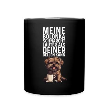 Meine Bolonka schnarcht lauter - Bolonka Zwetna - Tasse einfarbig - Schwarz - Vorne