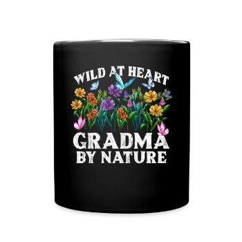 Oma Wildblume Blumen Natur Liebe - Tasse einfarbig - Schwarz - Vorne