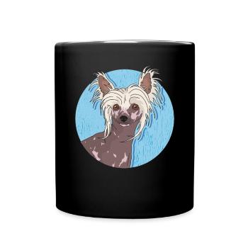 Chinesischer Schopfhund Chinese Crested Geschenk - Tasse einfarbig - Schwarz - Vorne