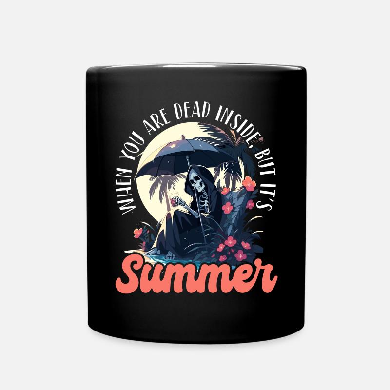 Dead Inside Sarkastische Gothic Skelett Halloween - Tasse einfarbig - Schwarz