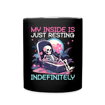 Dead Inside Sarkastische Gothic Skelett Halloween - Tasse einfarbig - Schwarz - Vorne