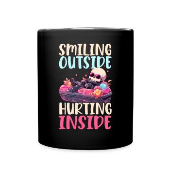 Dead Inside Sarkastische Gothic Skelett Halloween - Tasse einfarbig - Schwarz - Vorne