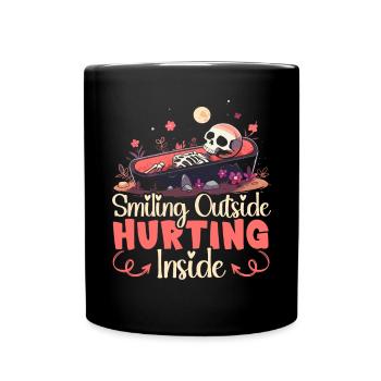 Dead Inside Sarkastische Gothic Skelett Halloween - Tasse einfarbig - Schwarz - Vorne