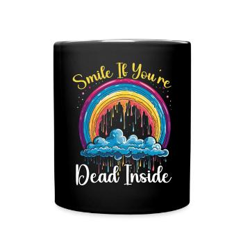 Dead Inside Sarkastische Gothic Skelett Halloween - Tasse einfarbig - Schwarz - Vorne