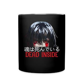 Dead Inside Sarkastische Gothic Skelett Halloween - Tasse einfarbig - Schwarz - Vorne