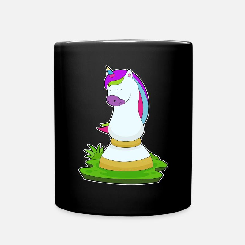 Einhorn Schachfigur Springer Schach - Tasse einfarbig - Schwarz