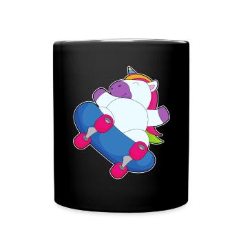 Einhorn Skater Skateboard - Tasse einfarbig - Schwarz - Vorne