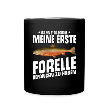 Forellen Angeln - Tasse einfarbig - Schwarz - Vorne