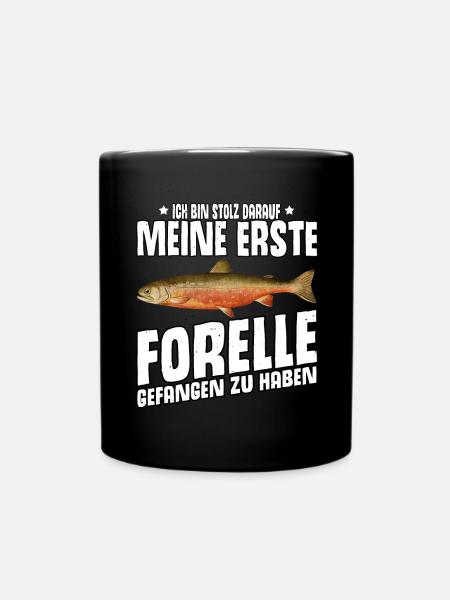 Forellen Angeln - Tasse einfarbig - Schwarz