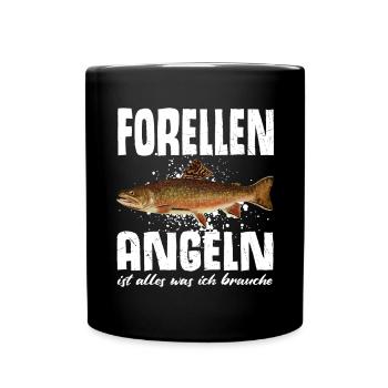 Forellen Angeln - Tasse einfarbig - Schwarz - Vorne