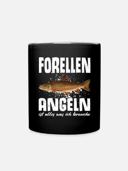 Forellen Angeln - Tasse einfarbig - Schwarz