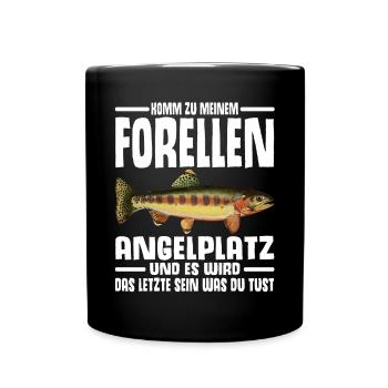 Forellen Angeln - Tasse einfarbig - Schwarz - Vorne