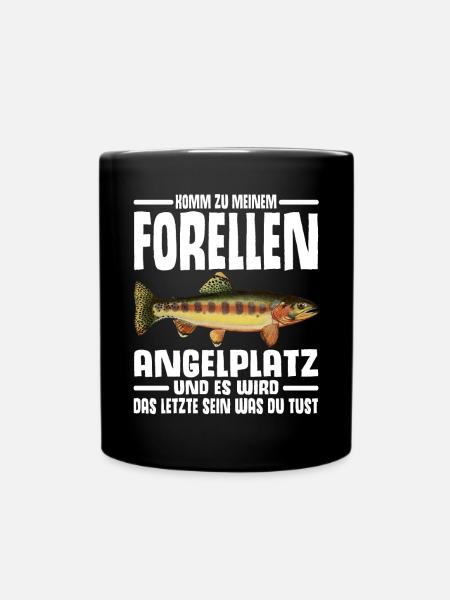 Forellen Angeln - Tasse einfarbig - Schwarz