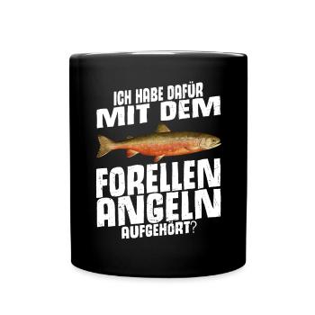 Forellen Angeln - Tasse einfarbig - Schwarz - Vorne