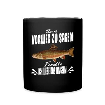 Forellen Angeln - Tasse einfarbig - Schwarz - Vorne