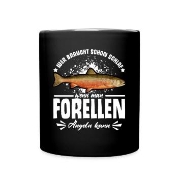 Forellen Angeln - Tasse einfarbig - Schwarz - Vorne