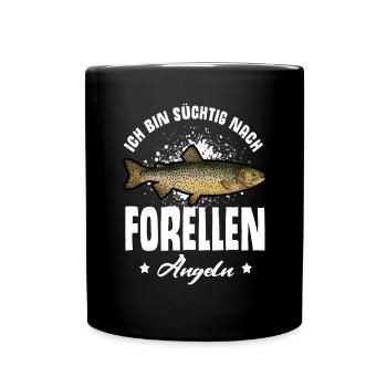 Forellen Angeln - Tasse einfarbig - Schwarz - Vorne