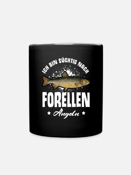 Forellen Angeln - Tasse einfarbig - Schwarz