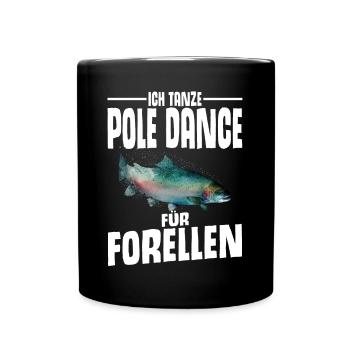 Forellen Angeln - Tasse einfarbig - Schwarz - Vorne