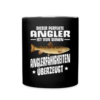 Forellen Angeln - Tasse einfarbig - Schwarz - Vorne