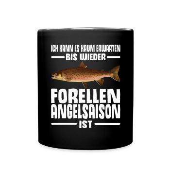 Forellen Angeln - Tasse einfarbig - Schwarz - Vorne