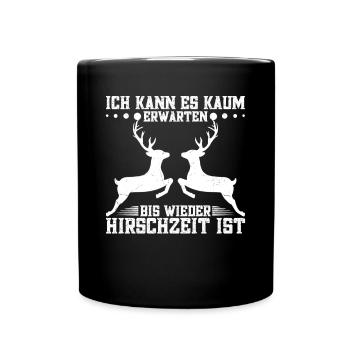 Hirsch Spruch Hirschjäger Weißwedelhirsch - Tasse einfarbig - Schwarz - Vorne