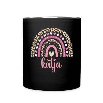 Katja Regenbogen Name Geburtstag Katja - Tasse einfarbig - Schwarz - Vorne