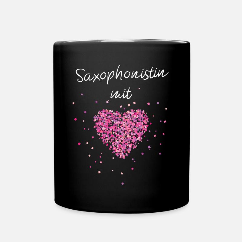 Saxophonistin mit Herz Saxophon Blasinstrument - Tasse einfarbig - Schwarz