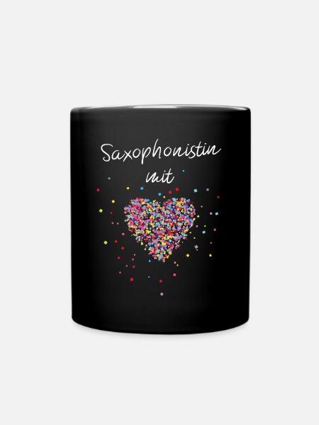 Saxophonistin mit Herz Saxophon Musiklehrerin - Tasse einfarbig - Schwarz