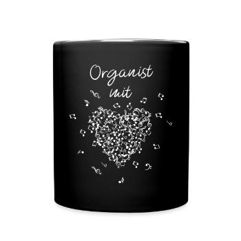 Organist mit Herz Orgel Pfeifenorgel Kirchenmusik - Tasse einfarbig - Schwarz - Vorne