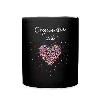Organistin mit Herz Orgel Kirchenmusik Kirche - Tasse einfarbig - Schwarz - Vorne