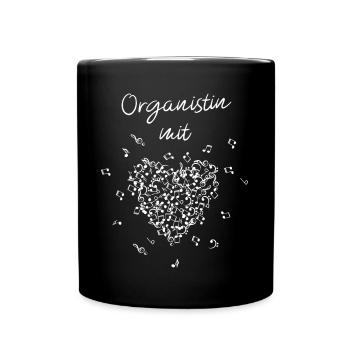 Organistin mit Herz Pfeifenorgel Notenschlüssel - Tasse einfarbig - Schwarz - Vorne