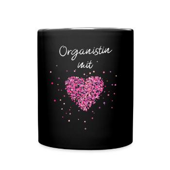 Organistin mit Herz Orgel Musiklehrerin Musikerin - Tasse einfarbig - Schwarz - Vorne