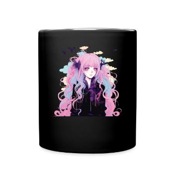Pastellfarbener Gothic-Liebhaber Kawaii Emo Soft Grunge Ästhetik - Tasse einfarbig - Schwarz - Vorne
