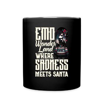 Emo Wonderland Where Sadness Meets Santa Emocore - Tasse einfarbig - Schwarz - Vorne