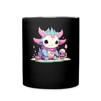 Pastellfarbener Gothic-Liebhaber Soft Grunge Axolotl Ästhetik - Tasse einfarbig - Schwarz - Vorne