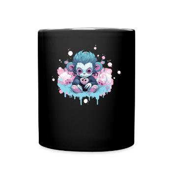 Pastellfarbener Gothic-Liebhaber Weicher Grunge-Affe Ästhetik - Tasse einfarbig - Schwarz - Vorne