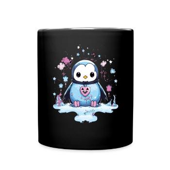 Pastellfarbener Gothic-Liebhaber weicher Grunge-Pinguin Ästhetik - Tasse einfarbig - Schwarz - Vorne