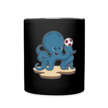 Krake Fußballspieler Fußball - Tasse einfarbig - Schwarz - Vorne
