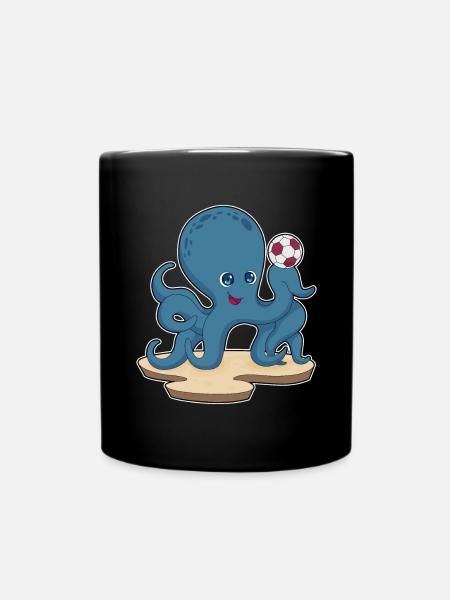 Octopus Soccer Player Soccer - Full Colour Mug - black