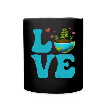 Environmentalist Earth Day Recycling LOVE - Full Colour Mug - black - Front