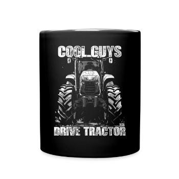 Cool Boys Driving Tractor Farmer Farmer Gardener - Full Colour Mug - black - Front
