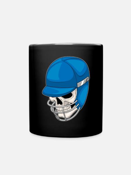 Skull Cricket Helmet - Full Colour Mug - black