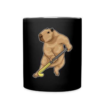 Hockey sur gazon de Capybara Stick - Mug uni - noir - Devant