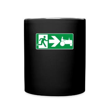 Notausgang Traktor Traktorfahrer - Tasse einfarbig - Schwarz - Vorne