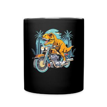 TRex Biker - A Primeval Ride - Full Colour Mug - black - Front
