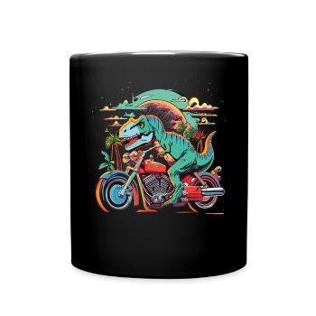 T-Rex conduit une moto - Mug uni - noir - Devant